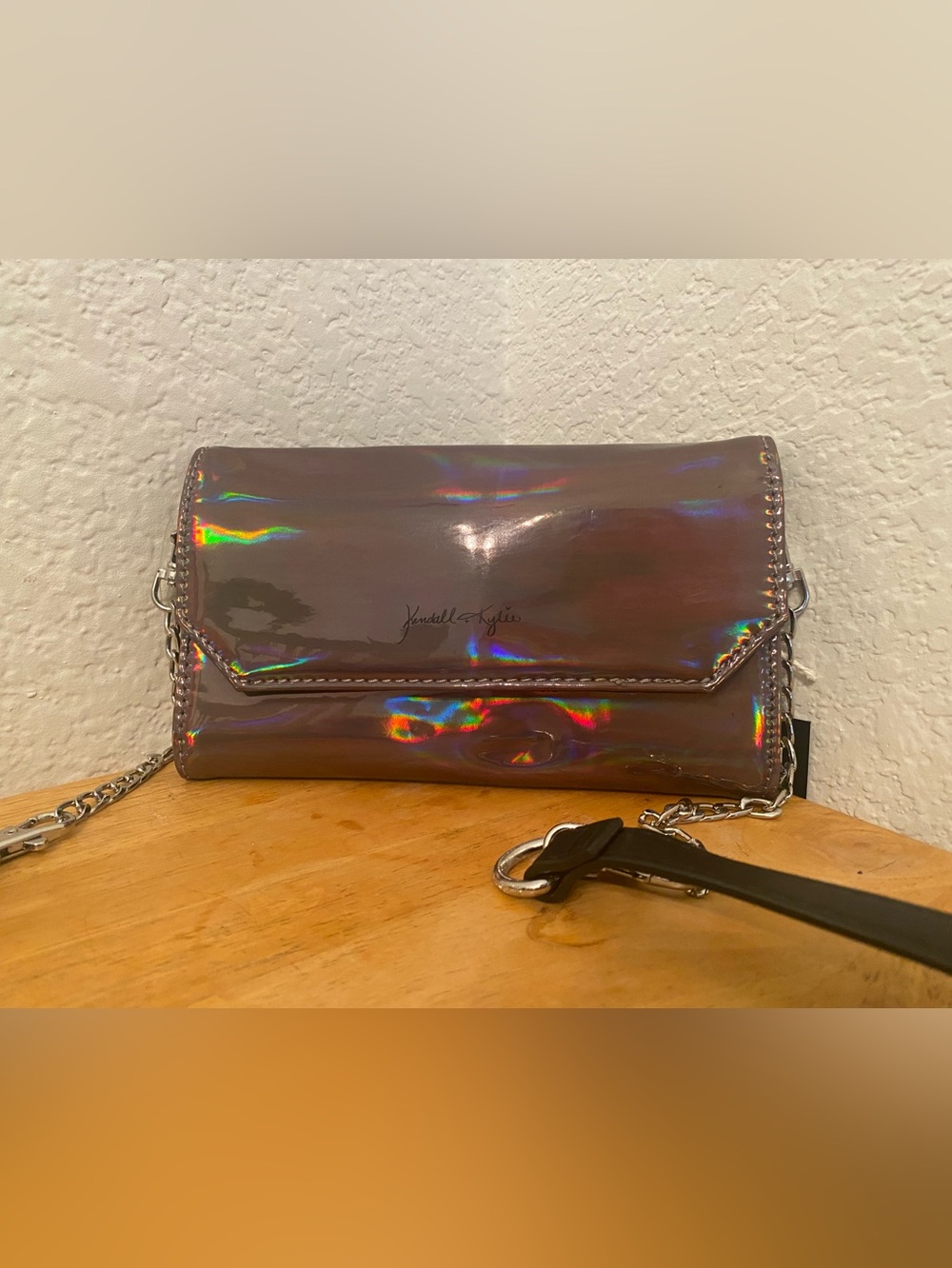 Kendall & Kylie Holographic Brown Clutch Wristlet